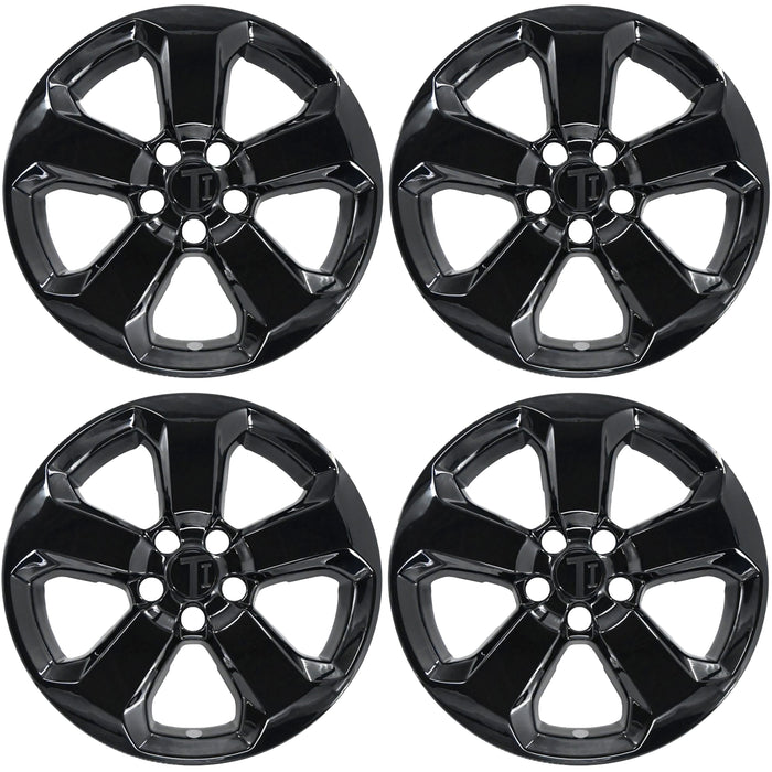 Trim Illusion Gloss Black Wheel Skins, Snap-on Hubcap Overlays for 5-Spoke Alloy Wheels, 4 Piece Set Compatible with 2017-2021 Jeep Compass