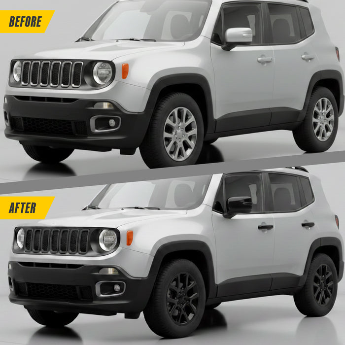 Chrome Delete Wheel Skin Set for 2019–2023 Jeep Renegade – Gloss Black Blackout Trim Accessory