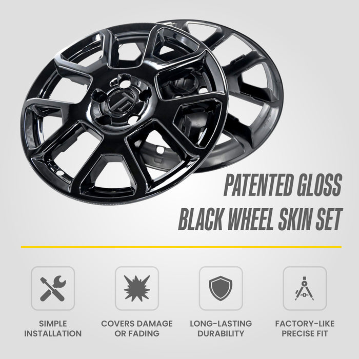 Chrome Delete Wheel Skin Set for 2019–2023 Jeep Renegade – Gloss Black Blackout Trim Accessory