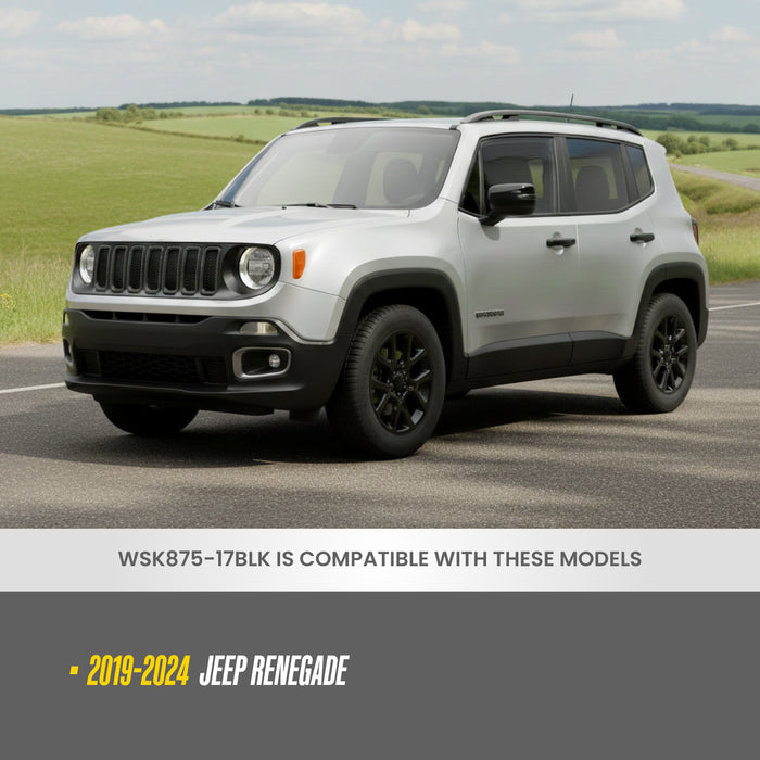 Chrome Delete Wheel Skin Set for 2019–2023 Jeep Renegade – Gloss Black Blackout Trim Accessory