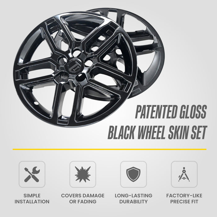 Chrome Delete Wheel Skin Set for 2025 Ford Explorer – Gloss Black Blackout Trim Accessory