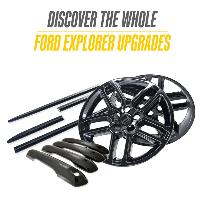 Chrome Delete Wheel Skin Set for 2025 Ford Explorer – Gloss Black Blackout Trim Accessory