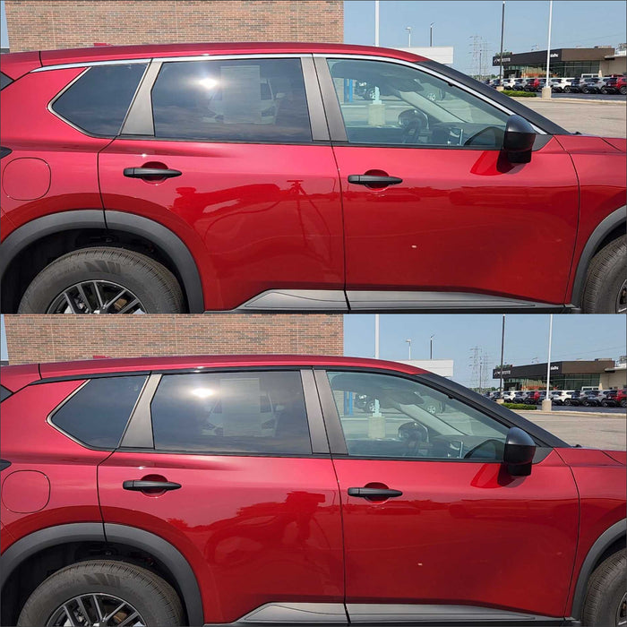 rogue side view chrome delete window trim