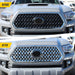 Before and after ABS493 chrome grille overlay on 2019 Toyota Tacoma TRD