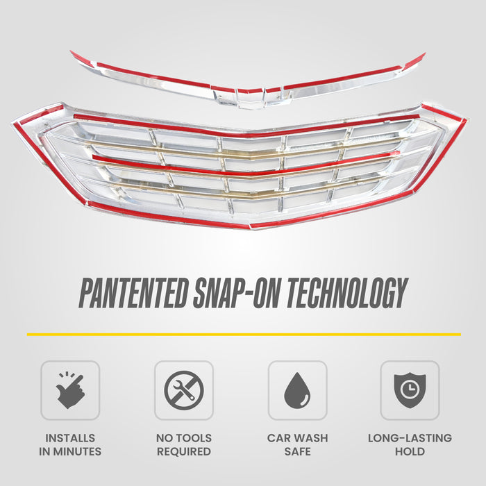 Snap-on installation - ABS502 chrome grille overlay for 2020 Chevrolet Equinox
