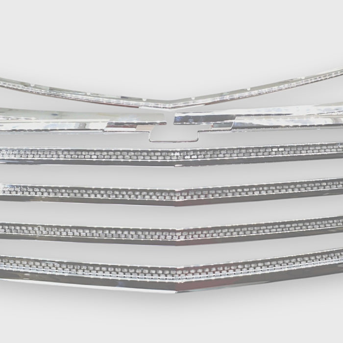 abs507 close view chrome grille overlay for chevy