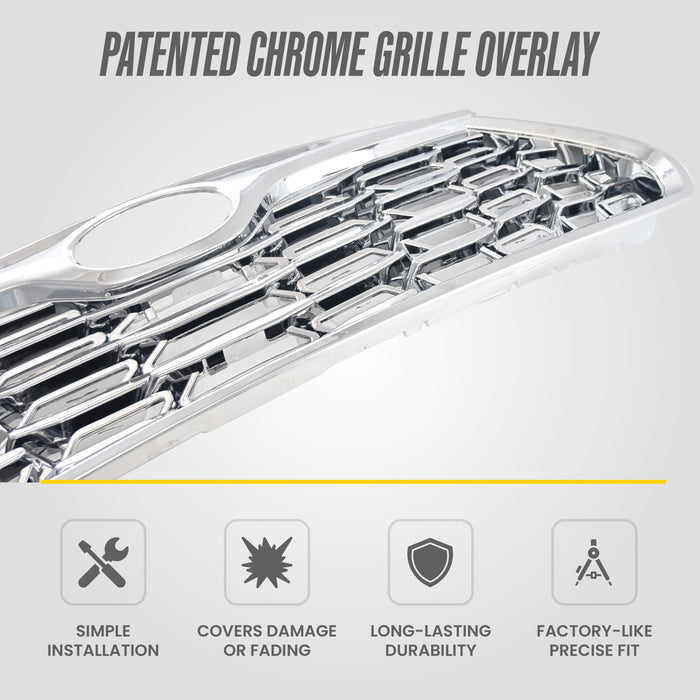 Patented ABS518 chrome grille overlay features for 2024 Toyota Highlander