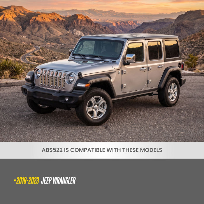 ABS522 compatibility: fits 2018-2023 Jeep Wrangler, shown on a Jeep Wrangler