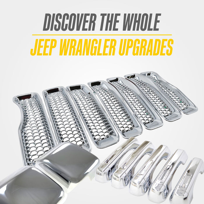More Jeep Wrangler upgrades from Trim Illusion, including ABS522 chrome grille overlay