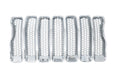 ABS522 chrome grille overlay for 2022 Jeep Wrangler, front view, 7-piece set