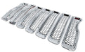 ABS522 chrome grille overlay for 2020 Jeep Wrangler, angled view, 7-piece set