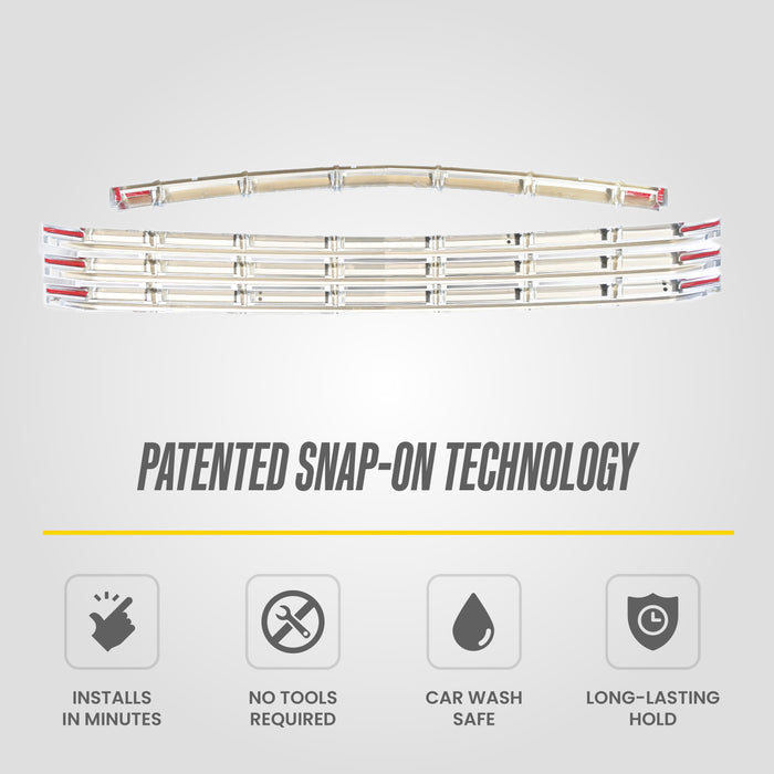 Patented snap-on installation - ABS523 chrome grille overlay for 2021 Chevrolet Suburban