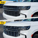 Before and after ABS523 chrome grille overlay on 2023 Chevrolet Tahoe