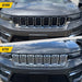 Before and after ABS534 chrome grille overlay on 2024 Jeep Grand Cherokee