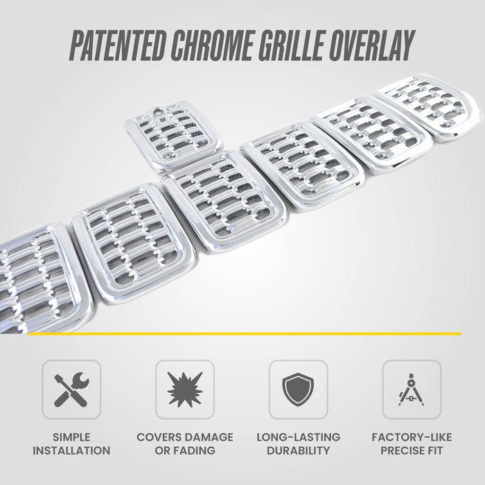 Patented ABS534 chrome grille overlay features for 2025 Jeep Grand Cherokee L
