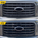 Before and after ABS6411BLK gloss black grille overlay on 2015 Ford F-150 XLT