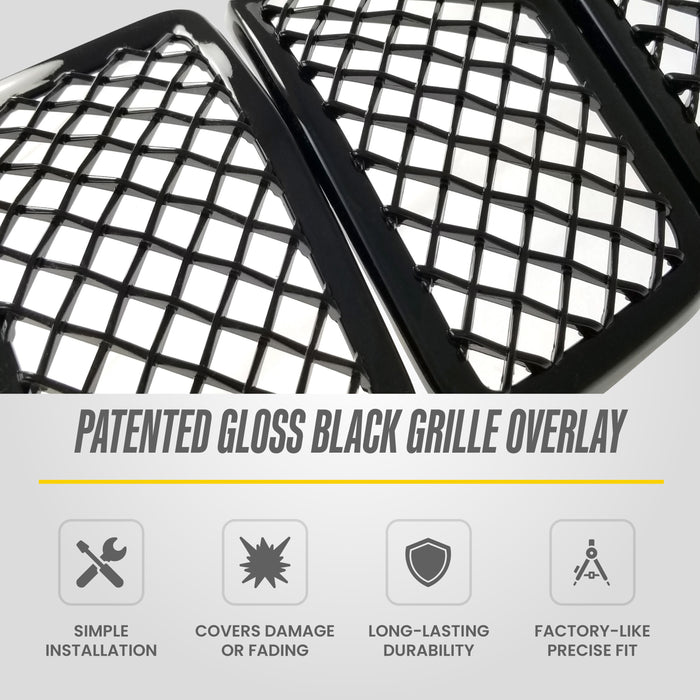 Patented ABS6485BLK gloss black grille overlay for 2021 Jeep Cherokee