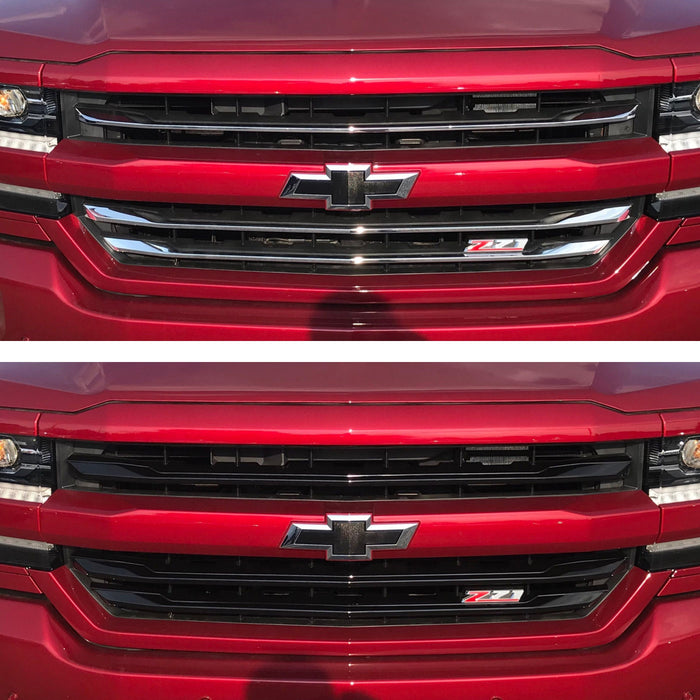 thumbnail image 2 of Trim Illusion Black Gloss Grille Overlay For 2022-2025 Chevy Silverado 1500 - Chrome Delete Kit 2 of 5