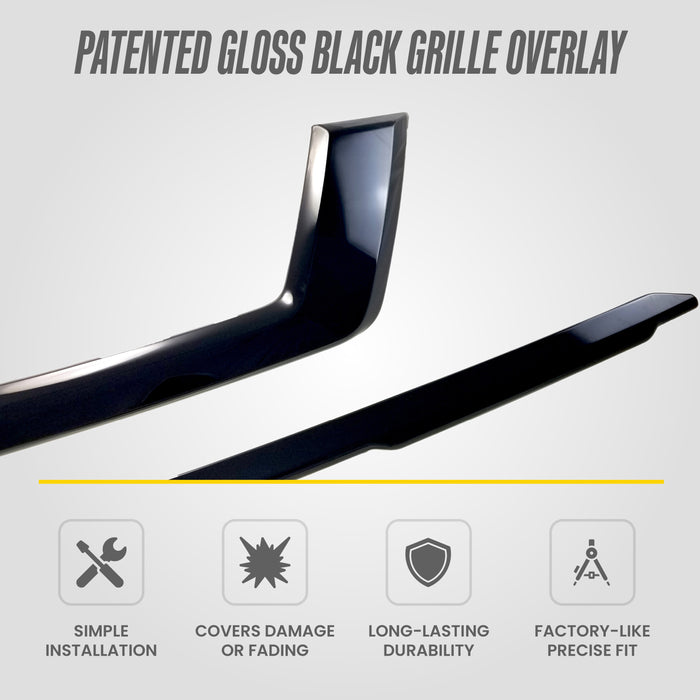 Patented ABS6491BLK gloss black grille overlay for 2019 Nissan Rogue