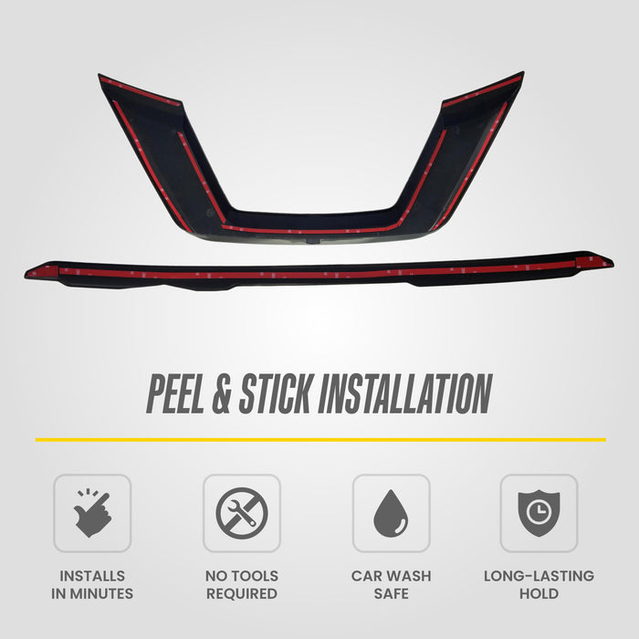 Peel and stick installation - ABS6491BLK gloss black grille overlay for 2018 Nissan Rogue
