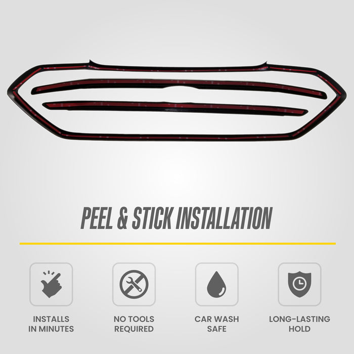 Peel and stick installation - ABS6492BLK gloss black grille overlay for 2020 Ford EcoSport