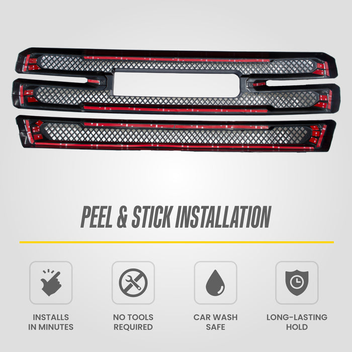 Peel & stick installation - ABS6496BLK grille overlay for 2019 GMC Sierra 1500