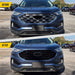 Before and after ABS6498BLK gloss black grille overlay on 2021 Ford Edge