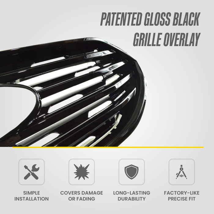Patented ABS6498BLK gloss black grille overlay features for 2022 Ford Edge