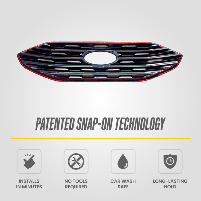 Patented snap-on installation - ABS6498BLK grille overlay for 2022 Ford Edge