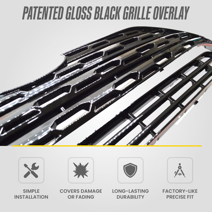 Patented ABS6500BLK gloss black grille overlay features for 2024 Toyota RAV4