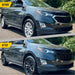 Before and after ABS6502BLK gloss black grille overlay on 2019 Chevrolet Equinox