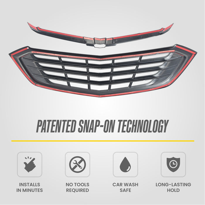 Patented snap-on technology - ABS6502BLK grille overlay for 2021 Chevrolet Equinox