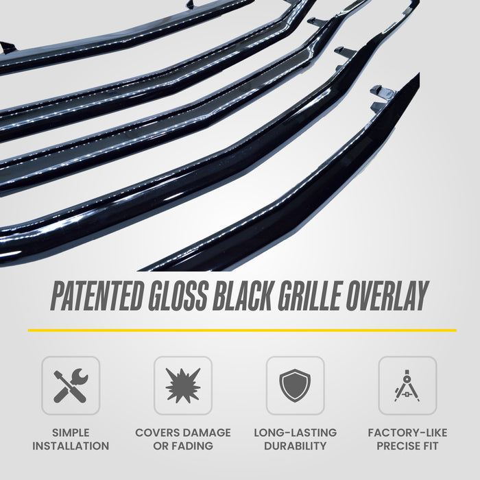 Patented ABS6504BLK gloss black grille overlay features for 2022 Chevrolet Malibu