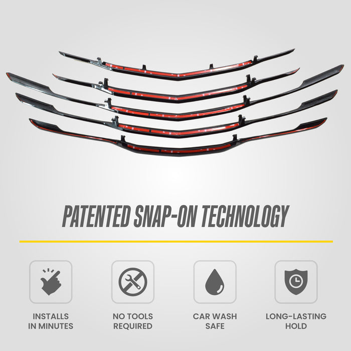 Snap-on installation - ABS6504BLK gloss black grille overlay for 2020 Chevrolet Malibu