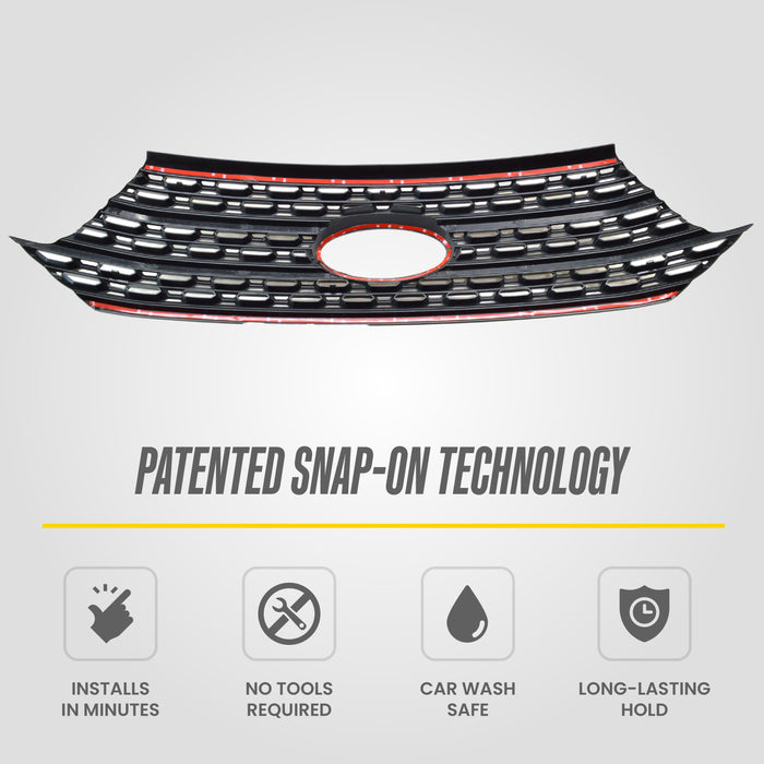 Snap-on installation - ABS6505BLK gloss black grille overlay for 2023 Ford Explorer