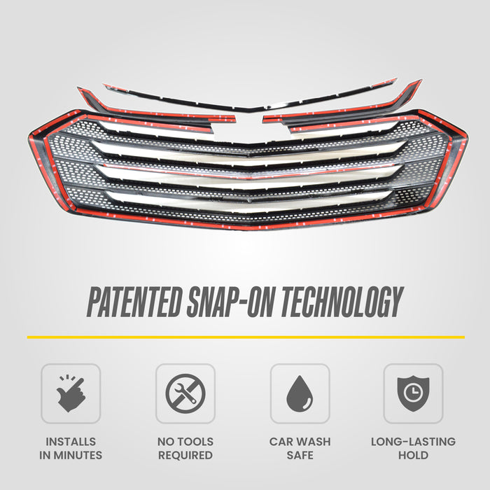 Snap-on installation - ABS6507BLK gloss black grille overlay for 2018 Chevrolet Traverse