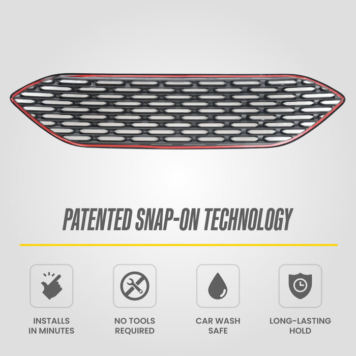 Patented snap-on installation - ABS6508BLK gloss black grille overlay for 2022 Ford Escape