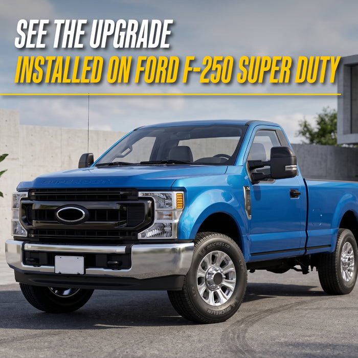 2022 Ford F-250 Super Duty with Trim Illusion ABS6510BLK Gloss Black Grille Overlay installed