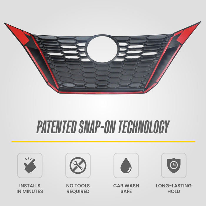 Easy installation - ABS6511BLK gloss black grille overlay for 2023 Nissan Sentra