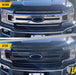 Before and after ABS6515BLK gloss black grille overlay on 2018 Ford F-150