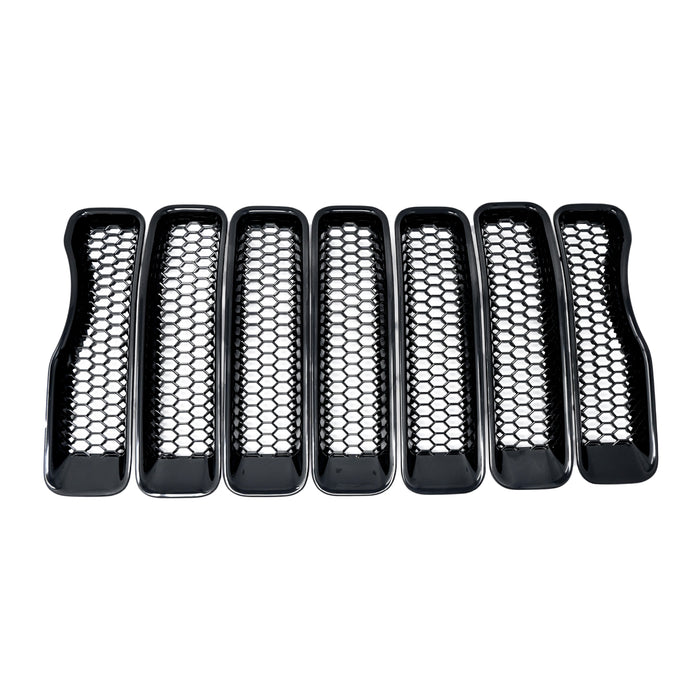 ABS6522BLK gloss black grille overlay for 2018 Jeep Wrangler