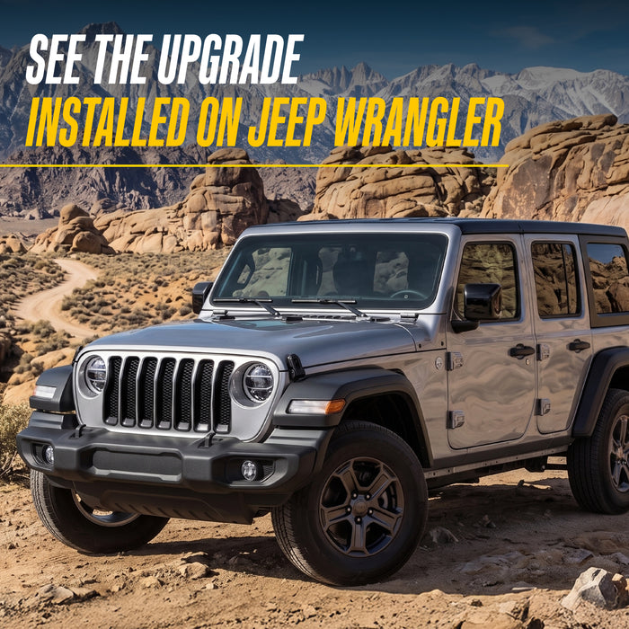 2021 Jeep Wrangler with Trim Illusion ABS6522BLK Gloss Black Grille Overlay installed