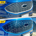Before and after ABS6525BLK gloss black grille overlay on 2021 Ford Edge