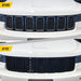 Before and after ABS6527BLK gloss black grille overlay on 2017 Jeep Grand Cherokee
