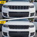 Before and after ABS6534BLK gloss black grille overlay on 2024 Jeep Grand Cherokee