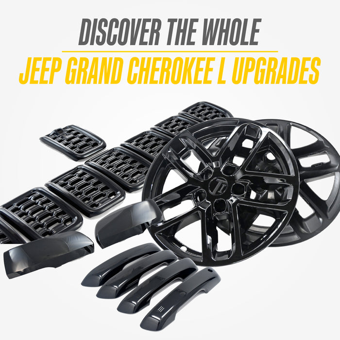 Matching Trim Illusion gloss black upgrades for the 2024 Jeep Grand Cherokee L