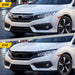 Before and after ABS6564BLK gloss black grille overlay on 2019 Honda Civic