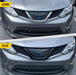 Before and after ABS6573BLK gloss black grille overlay on 2019 Nissan Rogue Sport