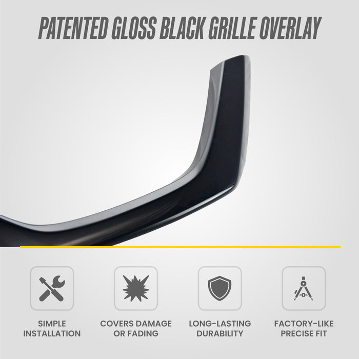 Patented ABS6573BLK gloss black grille overlay features for 2019 Nissan Rogue Sport