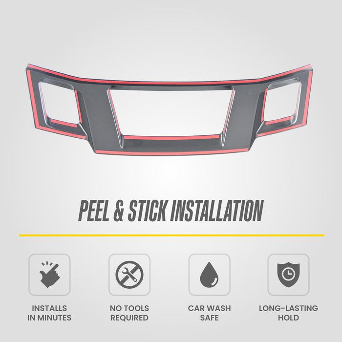 Peel and stick 3M adhesive - ABS6580BLK grille overlay for 2017 Nissan Frontier